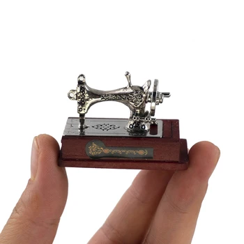 1 1/12 zestaw Dom dla Lalek Miniaturowa Maszyna do Szycia Imitacja Nożyczki Przycisk Model Zabawki Mini Ozdoba Akcesoria Dla Lalek