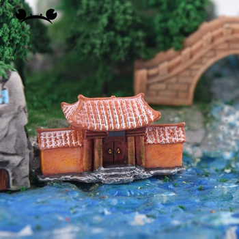 1 zestaw Vintage Dom DIY Miniaturowy Krajobraz Bramy Ozdoby z Żywicy Rzemiosła Zabawek dla Dzieci Bajkowy Ogród Bonsai Otwarty Krajobraz