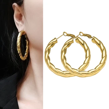 14K Pozłacane Kolczyki-pierścienie Ze Stali Nierdzewnej e Gold Wieczorowe Biżuteria Ślubna Kolczyki Prezent Akcesoria Mody Indian Biżuteria Męska
