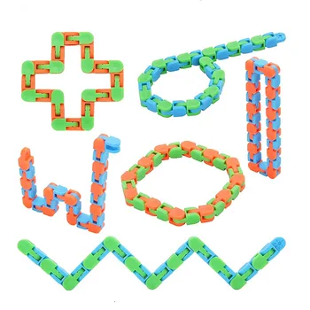 1szt Stres Kolorowe Puzzle Dotykowe Fidget Zabawki Głupie Utwory Zatrzaskujące się Zabawki dla Dzieci Autyzm Snake Puzzle Klasyczna Zabawka