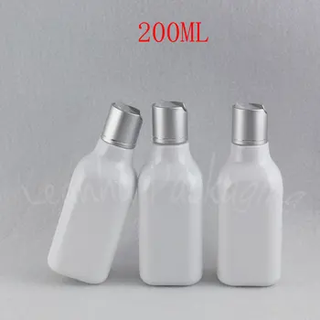 200 ml Biała kwadratowa butelka z tworzywa sztucznego, 200 ccm Pusty pojemnik Kosmetyczny, butelka do opakowania szamponu / płynu (30 szt. / lot)
