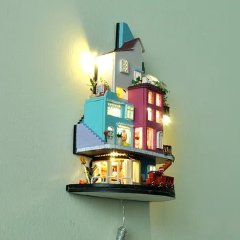 3D domek dla Lalek Ręcznie robione Meble Zestaw DIY Domki dla Lalek Miniaturowy Domek dla Lalek Zabawki Drewniane dla Dzieci Prezent Na Urodziny dla Lalek