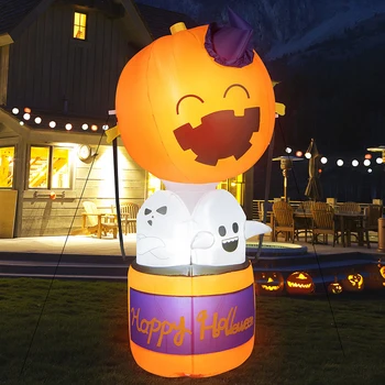 6 Stóp Halloween Nadmuchiwane Dynia Balon Duch Wystrój Dworu Śmieszne Kreskówka Projekt Wieczorowe, Akcesoria Ozdoby