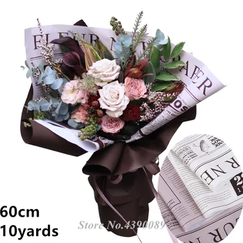 60 cm 10 metrów Rolka Papier do kwiatów, Angielskie Gazety, Papier Do Drukowania, nowy rok Prezent, Opakowania do kwiatów, Papier do Rękodzieła
