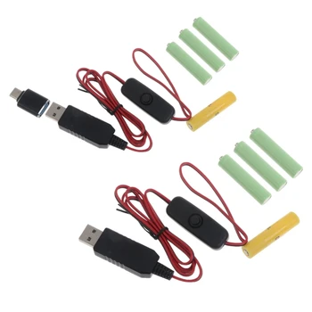AAA Battery Eliminator 2 m USB Type-C Przewód Zasilający w celu Wymiany Baterii AAA do Elektrycznych Zabawki Godzin z Latarką