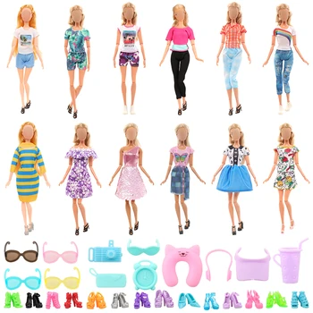 Barwa Moda Mieszane Style Losowo 25 Zestaw = 3 Top Spodnie + 3 Spódnice + 10 Buty + 11 Akcesoria Dziecięce, Zabawki Dla Dziewczynek Prezent Na Urodziny