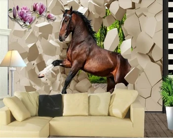 beibehang papier peint Na zamówienie salon 3D konia TV tło ściany obraz trójwymiarowy osobowość kreatywne tapety