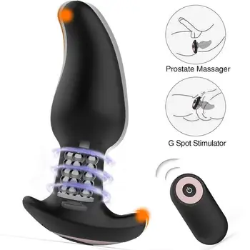 Bezprzewodowa Obrotowa Wibracyjna Korek Analny G-spot Stymulacja Prostaty Silikonowy Wibrator Sex Zabawki dla Kobiet I Mężczyzn