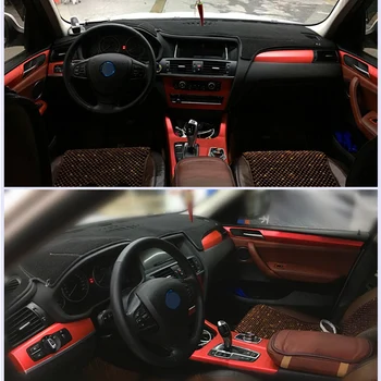 BMW X3 F25 X4 F26 2011-2017 Wewnętrzna Centralny Panel Sterowania Klamka Naklejki Z włókna Węglowego Naklejki Akcesoria do stylizacji samochodów