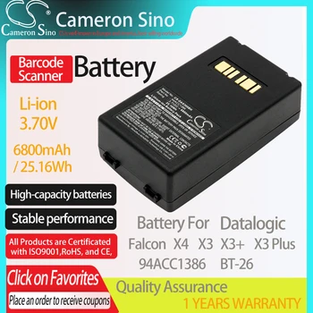CameronSino Bateria do Datalogic Falcon X3 X4 X3 + X3 Plus nadaje się do Datalogic 94ACC1386 BT-26 Skaner kodów kreskowych bateria 6800 mah 3,70 W
