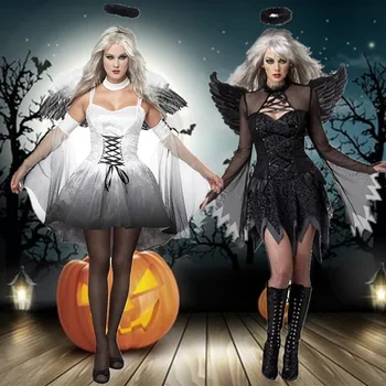 Cosplay Kostiumy na Halloween dla Kobiet Anioł Cosplay Kostium na Bal Kostium Diabła Strój Czarownicy ze Skrzydłami Anioła Kostium Bogini