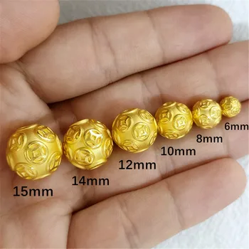 Czyste 24 Do 999 Żółtego Złota Okrągły Piłka 3D Pobłogosław Pieniądze Moneta Koło Transmisji Koraliki