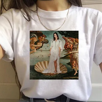 Damski t-shirt z nadrukiem znanej aktorki Dla dziewczyn 90-tych, graficzny Koreański Top, koszulka, t-shirt Damski Lana Del Rey Harajuku, Damska koszulka z Fan