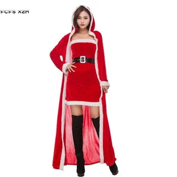 Deluex Długi Płaszcz Dla Kobiet Halloween Czerwony Kapturek Strój Kobiecy Do Wigilii Косплеи Karnawał Purim scenie sukienka