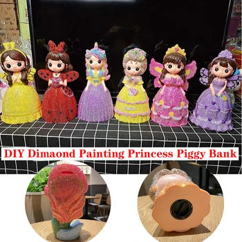 DIY Diamentowa Malarstwo Disney Księżniczka Postać z Kreskówki Świnka Mozaika Ornament Ozdoba Stołu Rzemieślnicza Pudełko Do Przechowywania Pieniędzy