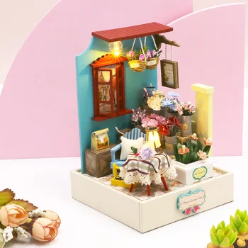 Diy Drewniany Domek Dla Lalek Zestaw Miniaturowy Z Meblami Cukiernia Casa Model Pokoje Domek Dla Lalek Zabawki Dla Dorosłych Dzieci Prezent Na Urodziny