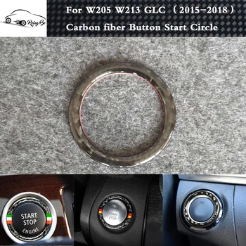 Dodatki Z włókna węglowego Przycisk start Naklejki Na Benz W205 C Class C180 C200 GLC260