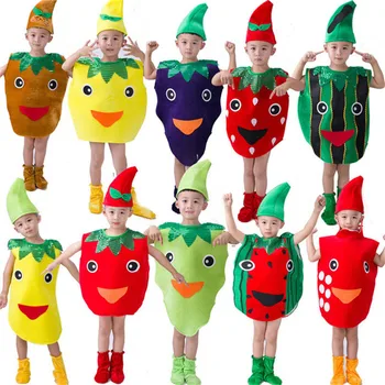 Dzieci Bananowy Warzyw Garnitur Owocowy Rodzinny Kombinezon Cosplay Halloween Party Dla Dzieci Dzień Kreskówka Owocowy, Warzywny Garnitur 100-160