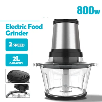 Elektryczna Szlifierka 2L 800 W robot Kuchenny Rozdrabniacz Spożywczy Blender Srebrny