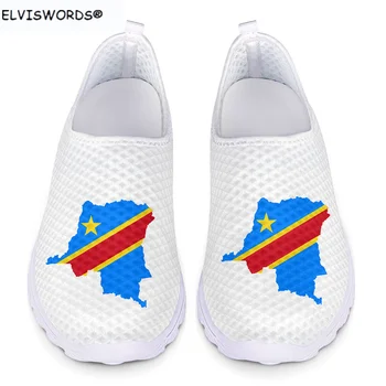 ELVISWORDS/ Casual buty Damskie na płaskiej podeszwie z Nadrukiem Republiki Konga; lekka netto buty; Buty Damskie; zapatos de mujer