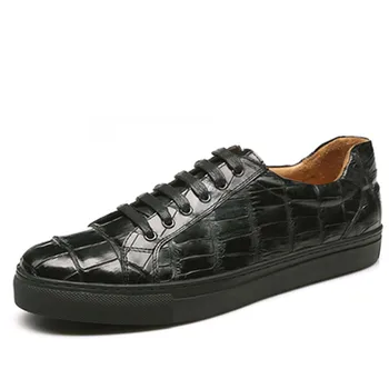 eyugaoduannanxie/męskie buty z krokodylej skóry, buty z naturalnej skóry, męska Casual buty sznurowane ręczne sznurowanie, таиландская buty z krokodylej skóry