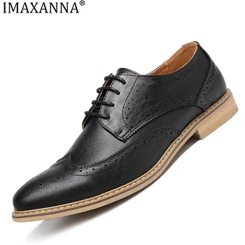 IMAXANNA/ brytyjskie męskie biznesowych skórzane buty z perforacją typu 