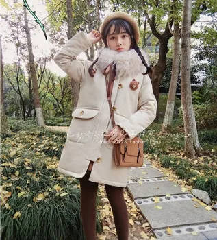 Japoński styl college słodka lolita, bawełniana odzież Peter Pan kołnierz wolnego ciepłe wiktoriański płaszcz кавайная dziewczyna gotycki płaszcz w stylu lolity