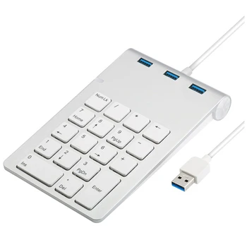 Klawiatura numeryczna USB Do notebooka, Przewodowa klawiatura Numeryczna z 18 przyciskami z USB3.0 Koncentratorem, w Połączeniu Cienka klawiatura Numeryczna do rachunkowości finansowej