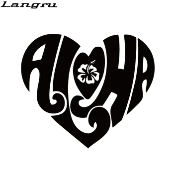 Langru 15,2*13 cm Serce Aloha Aloha Winylowa Naklejka Na Samochód Spersonalizowana Ocean Hawajska Plaża Naklejki Jdm Akcesoria Samochodowe