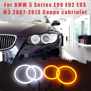 LED SMD Bawełniany Oprawa Zjeżdżalnie Angel Eye Halo Pierścień DRL Zestaw dla BMW Serii 3 E90 E92 E93 M3 2007-2013 Coupe Cabrio