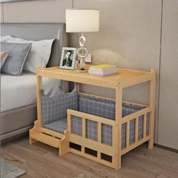 Luksusowe łóżko dla psa z litego drewna, zimowa łóżko dla psa, odpinany łóżko dla koty i psy, towary dla zwierząt domowych