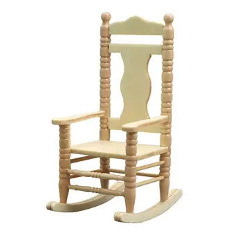 Mini Domek Dla Lalek Drewniany Fotel Bujany Model Zabawki Scena Życia Meble Salon Sypialnia Skala 1:12 Wystrój, Dekoracje, Akcesoria