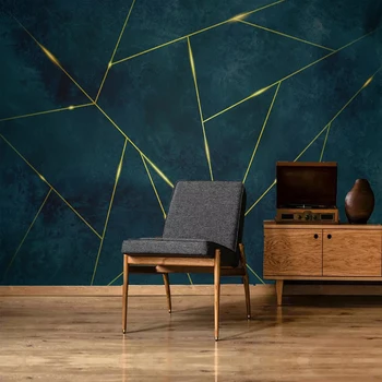Niestandardowe Tapety Ścienne 3D Kreatywne Złote Geometryczne Linie Fresk Salon Sofa TELEWIZOR w Tle na Ścianie Wystrój Domu Papel De Parede