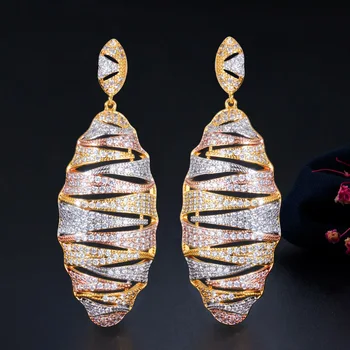 Nigeryjski Luksus Cyrkon Wydrążony Owalny Wisiorek Kolczyki dla Kobiet Trend Afryki Dubaj Zaręczynowy Sukienka Butik Biżuteria Prezent