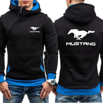 Nowe Wiosenno-Jesienne Męskie Bluzy Z Logo Samochodu Mustang Z Kosą łańcuchem, Modna Męska Bluza z kapturem w stylu hip-hop, harajuku, Casual Męski sweter