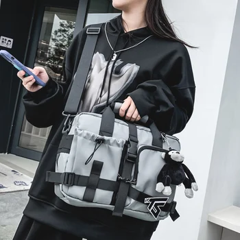 Oryginalny Uoct.all torba na zakupy w moto i байкерском stylu dla studentek, koreańska torba na ramię w stylu Harajuku, Retro torba listonosza, kreskówkowe torba messenger