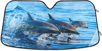 Osłona przeciwsłoneczna na przednią szybę samochodu Kigai Dolphins - Składana ochrona przed uv na przedniej szybie - Chroni wnętrze samochodu i zapisuje go chłodnym
