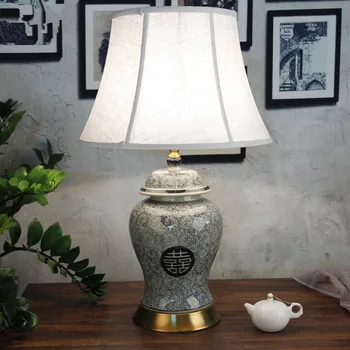 Porcelanowa Antyczna Lampa Do Salonu, Porcelanowa Ceramiczna Lampa Stołowa, wesele dekoracja, lampa na zamówienie, niebieska i biała
