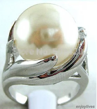 Rozmiar pierścień z perłą z Białej muszli morza Południowego: 6.7.8.9