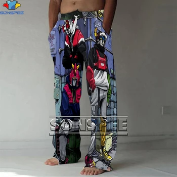 SONSPEE Anime Robot Magazyn Dla Mężczyzn Koreański Styl Luźna Modne Długie Spodnie W Podłodze Nowe Proste Spodnie Z 3D Print Domowe Spodnie