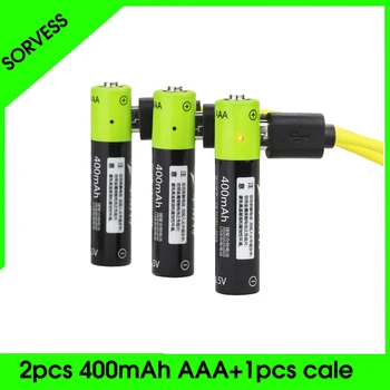 SORVESS 2 Szt. AAA Lipo akumulator Litowo-Polimerowy o pojemności 400 mah Akumulator ZNTER Akumulator 1,5 W Z Микрокабелем Do Aparatu Zabawki Baterii