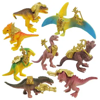 Symulacyjne Figurki dinozaurów, 8 szt., Zestaw Zabawek dla Dzieci-dinozaury z Mieczem i tarczą, Naśladowanie Figurka dinozaura, Zabawki, Kolekcja figurek dinozaurów