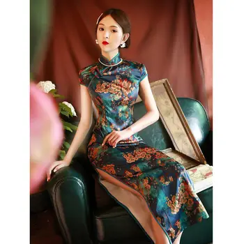 Tradycyjny chiński strój Kobiecy Cheongsam 2022 Zmodyfikowana wersja młodych dziewcząt Retro Długie Lato wysokiej jakości lepsze Ципао