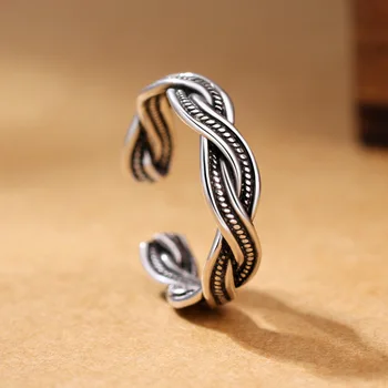 TULX Vintage Kolor Srebrny Geometria Twist Oplot Regulowany Pierścień Na Palec Dla Kobiet Moda Finezji Temperament Biżuteria
