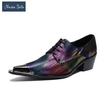 Valeria Bella/ męskie buty na wysokim obcasie ze sznurowanie i ostrym czubkiem, męskie Оксфорды z naturalnej skóry dla osób podróżujących firmowe, modne męskie moda buty