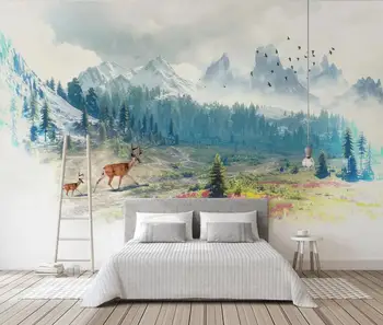 Бакал niestandardowe 3D tapety ścienne nowoczesny skandynawski styl minimalistyczny las, śnieg, góra ełk ściany dekoracji domu 5d tapety huda